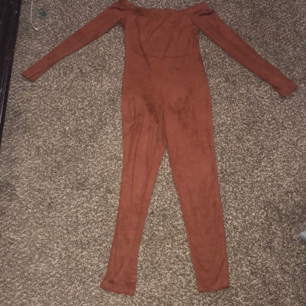 Fashion nova rust off the shoulder jumpsuit